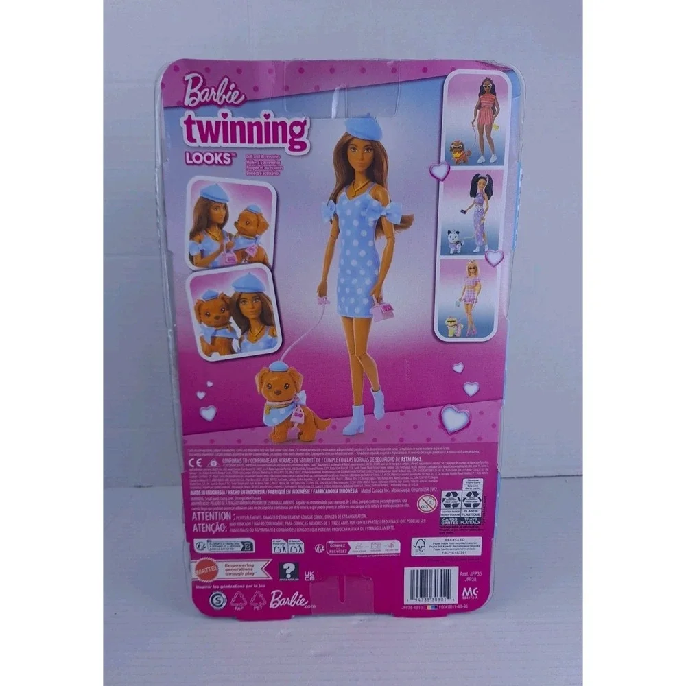 BARBIE TWINNING LOOKS Doll & Pet Dog Matching Clothes Accessories Sealed